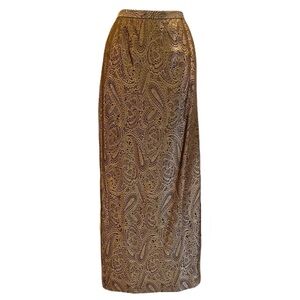Vintage Victoria Royal Bronze Paisley Jacquard Column Skirt, Size 6